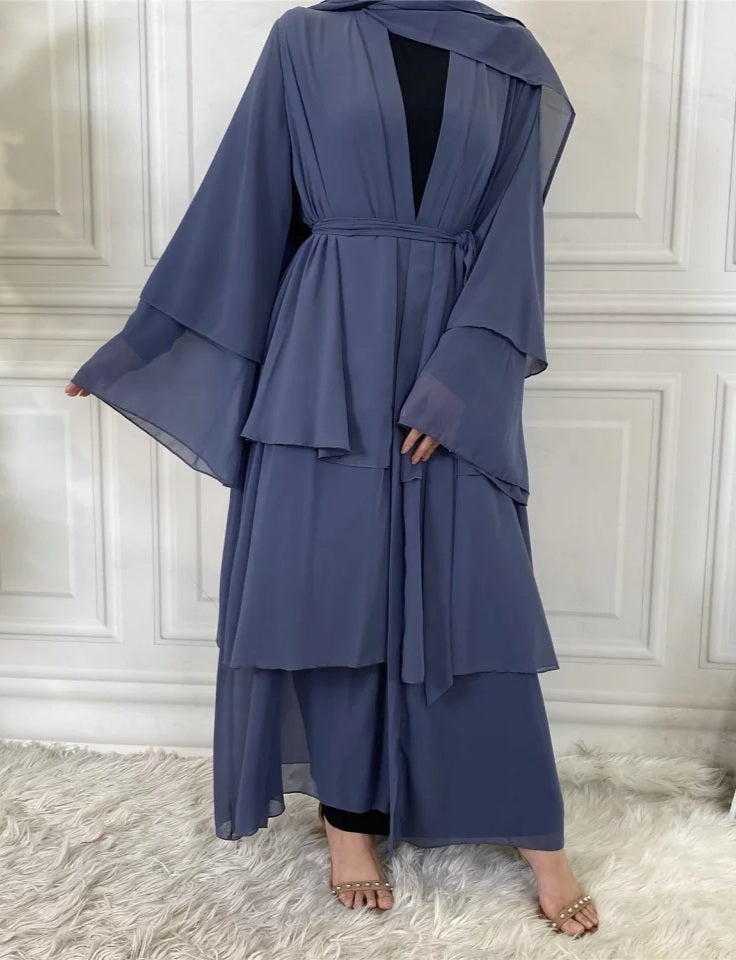 Alizeh-Layered Chiffon Abaya