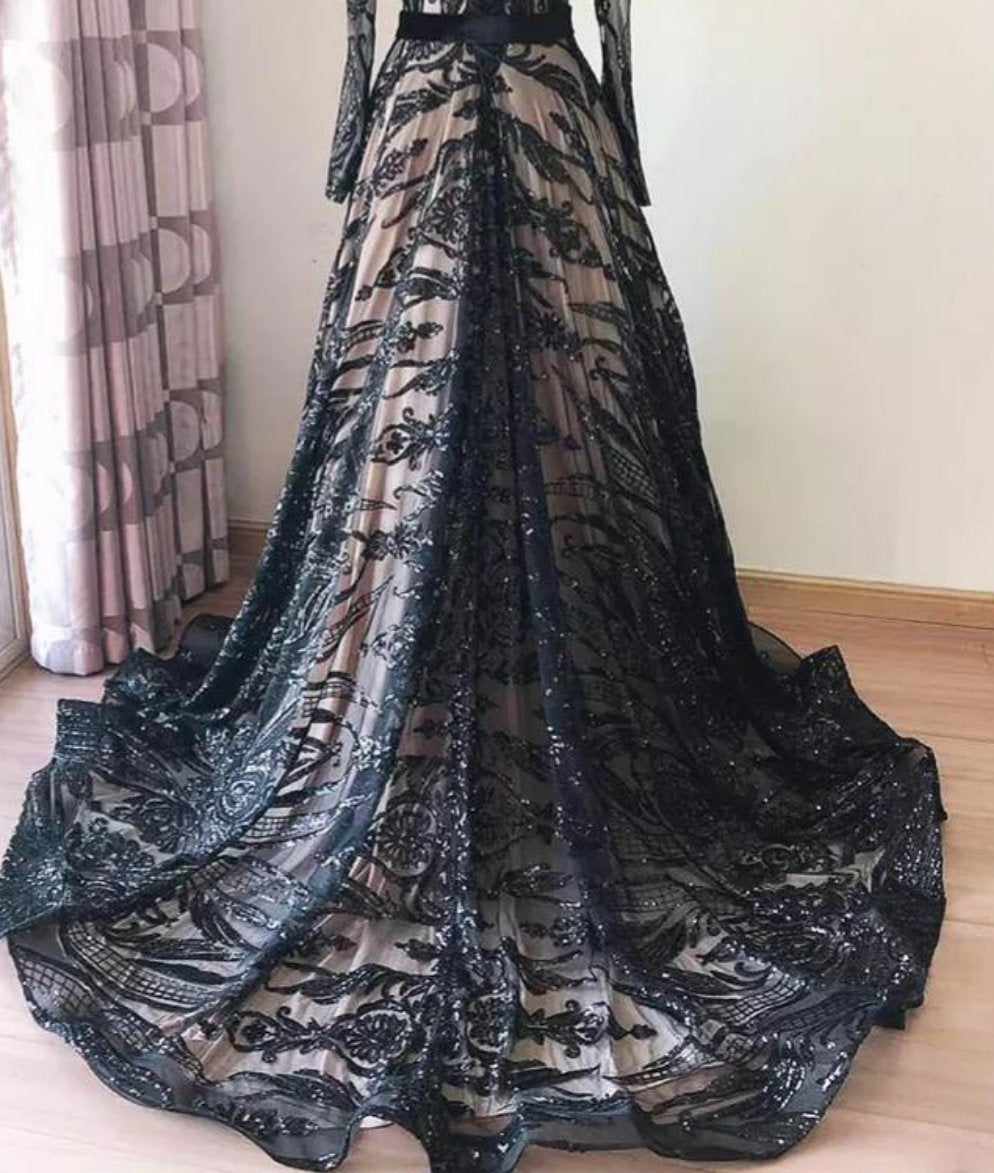 Liza Sequin Evening Gown- Midnight Black