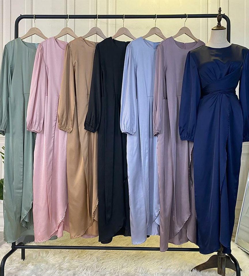 Nidaa-Satin Wrap Dress