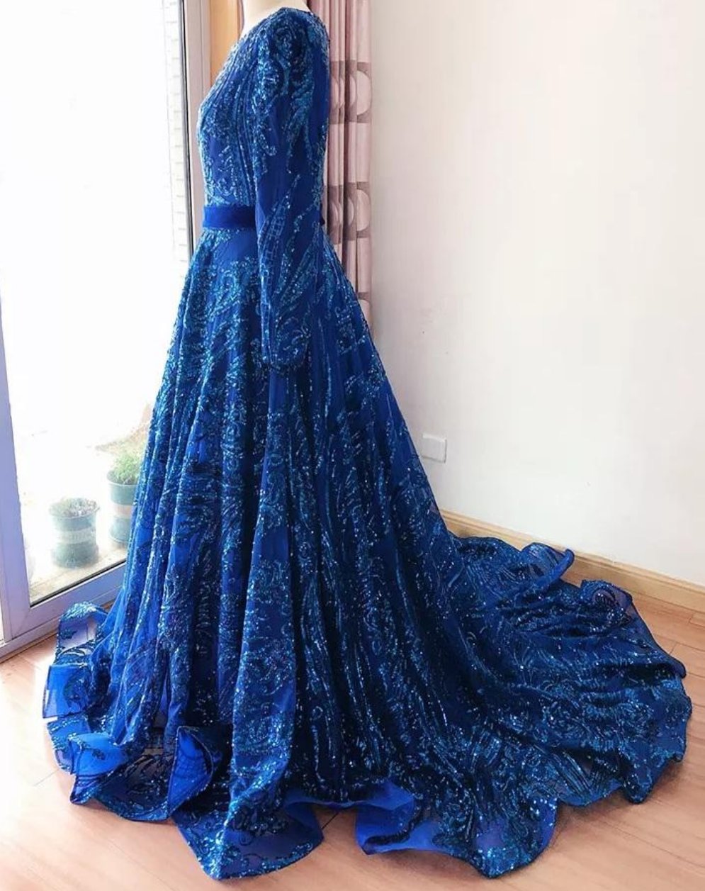Liza Sequin Evening Gown- Royal Blue