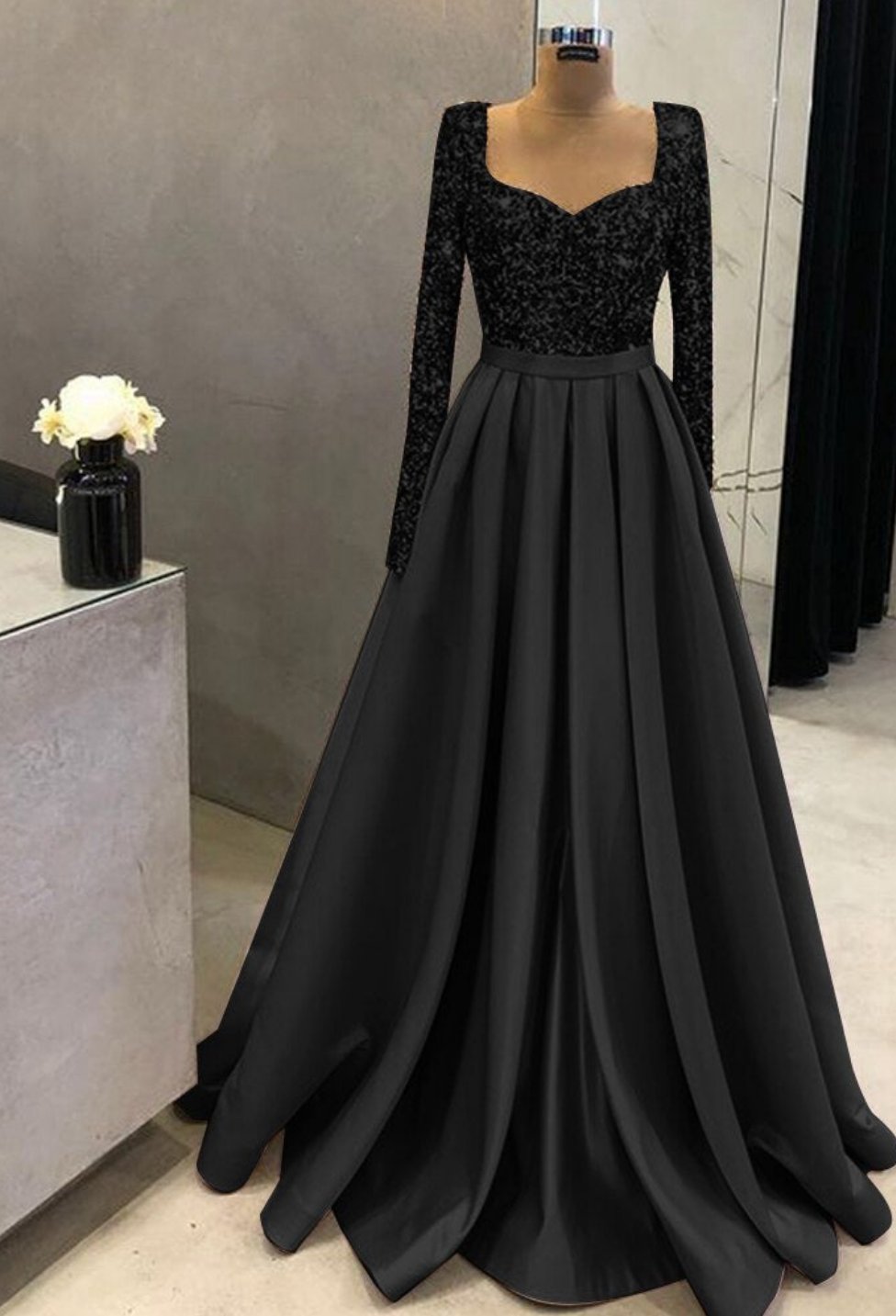 Meera Glitter Gown- Midnight Black