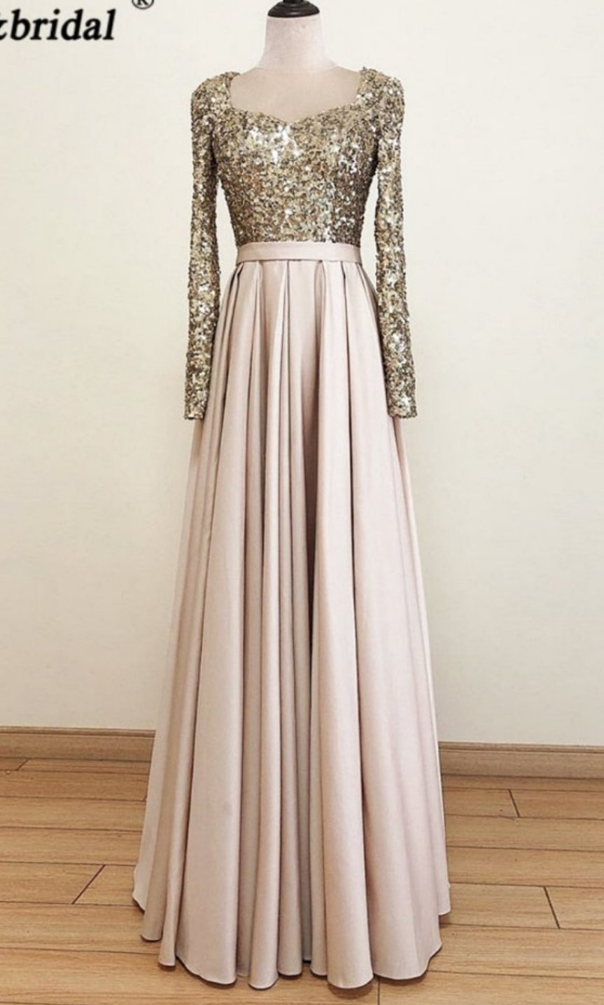Meera Glitter Gown- Champagne