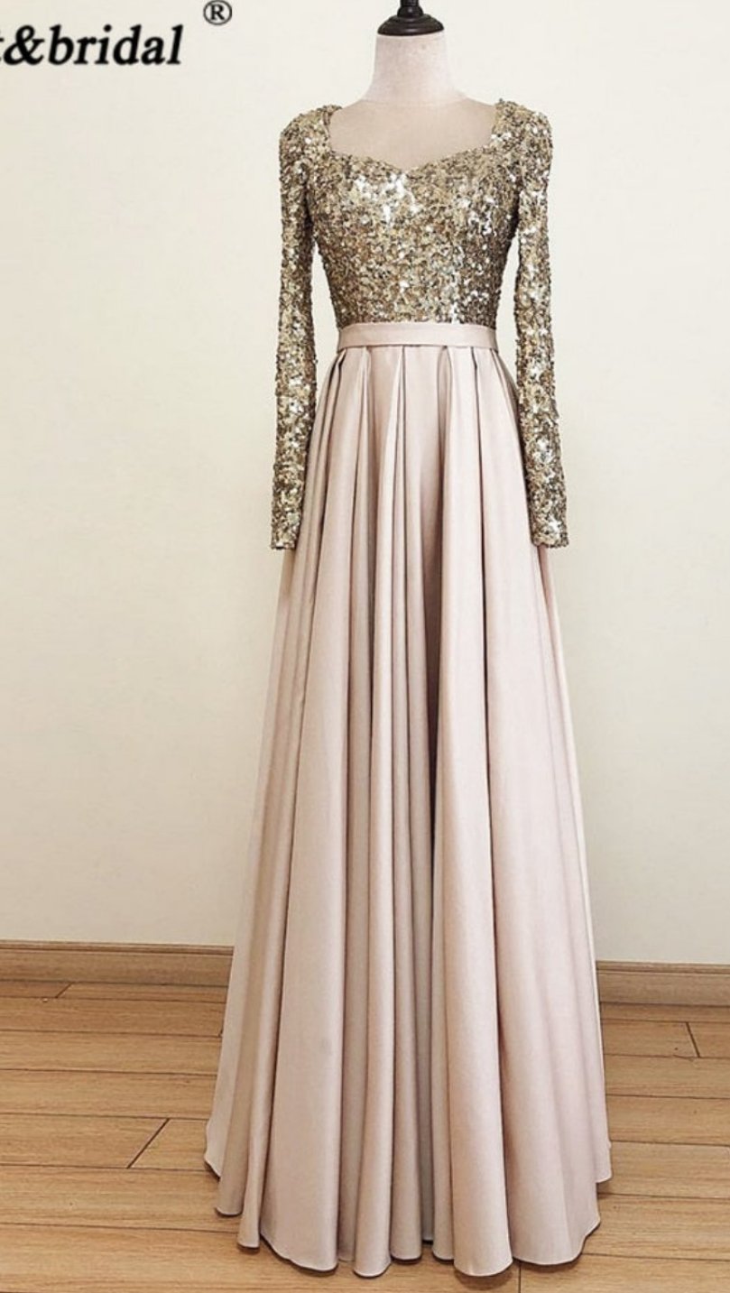 Meera Glitter Gown- Champagne