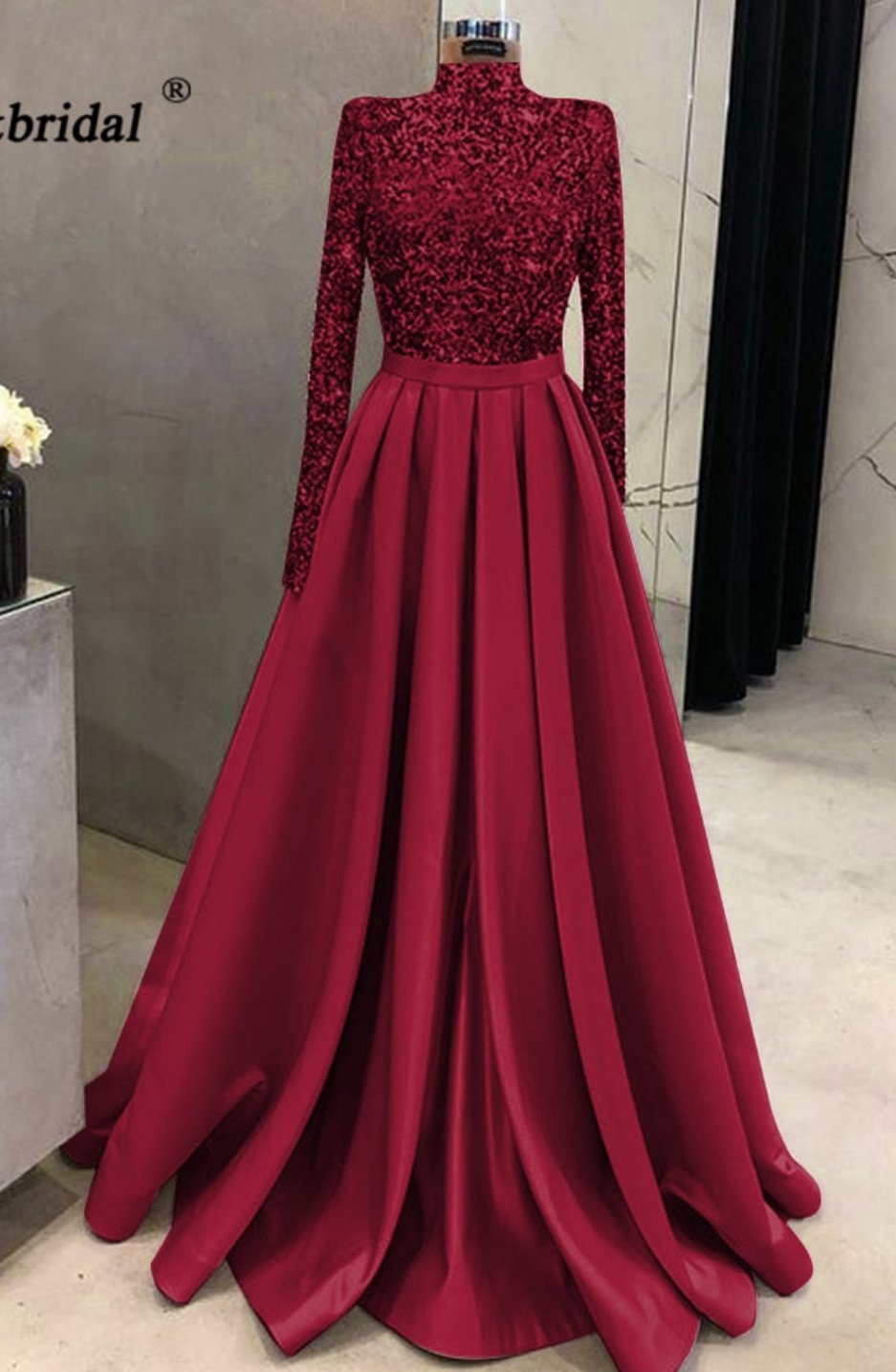 Meera Glitter Gown-Maroon