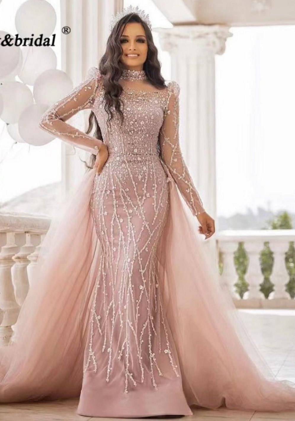 Amayra Mermaid Gown-Dusty Pink