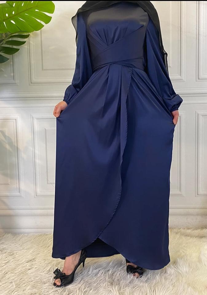 Nidaa-Satin Wrap Dress