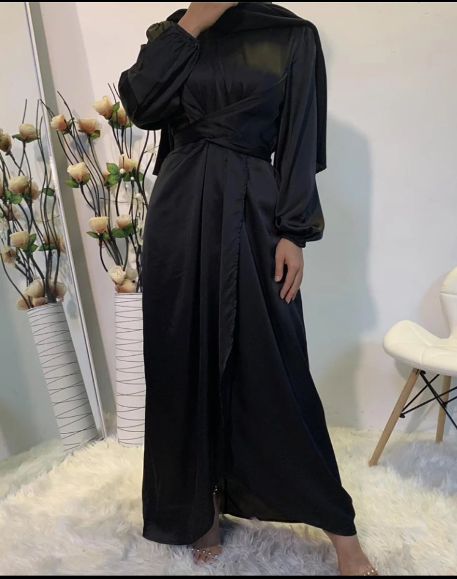 Nidaa-Satin Wrap Dress