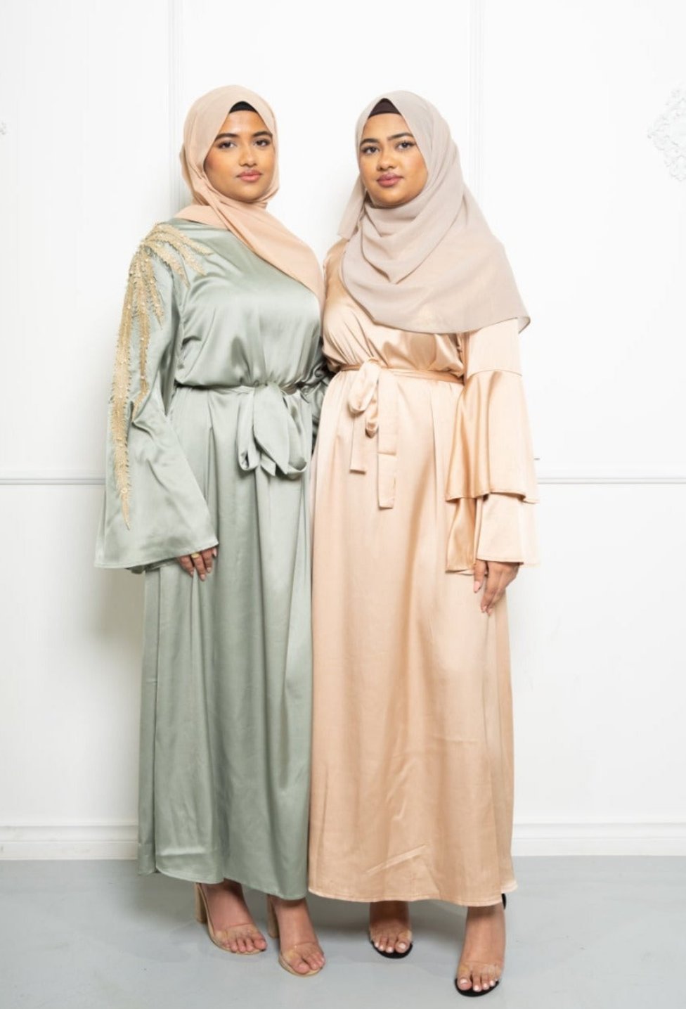 Zaibah Satin Dress-Gold Embroidery