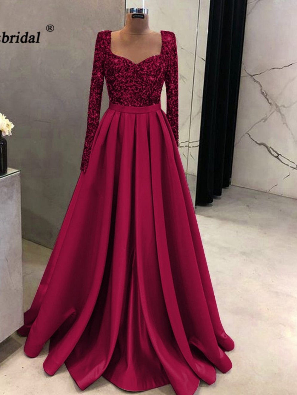 Meera Glitter Gown-Maroon