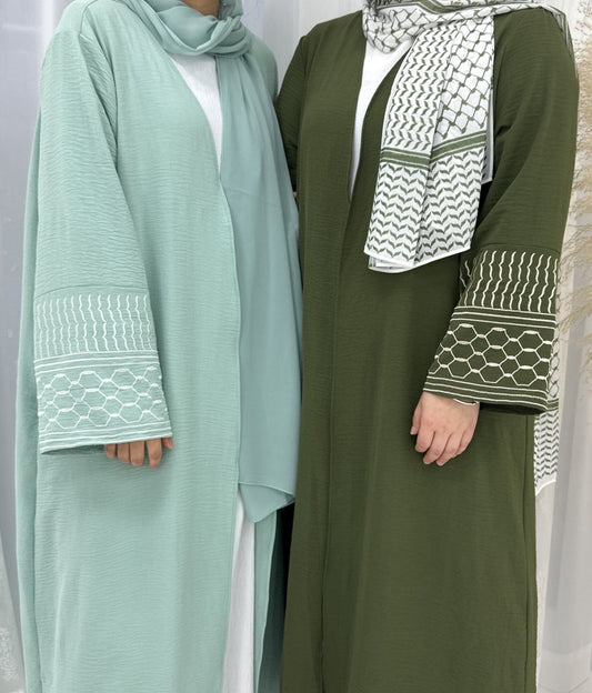 Maaha Keffiyeh Embroidery Abaya