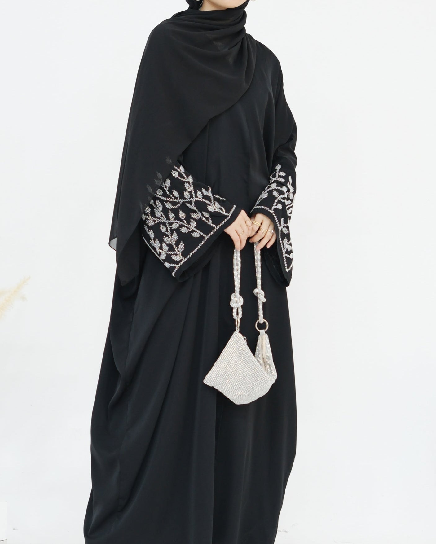 Daniya Beaded Abaya-Black