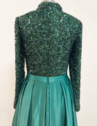 Meera Glitter Gown-Emerald Green
