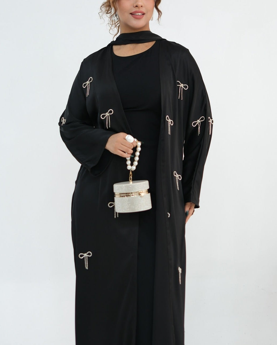 Aimah Crystal Bow Abaya Set