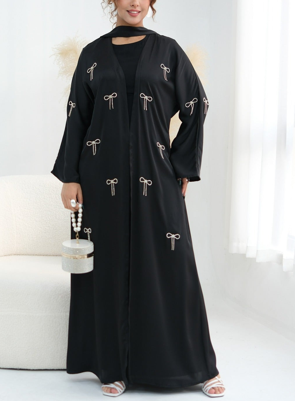 Aimah Crystal Bow Abaya Set