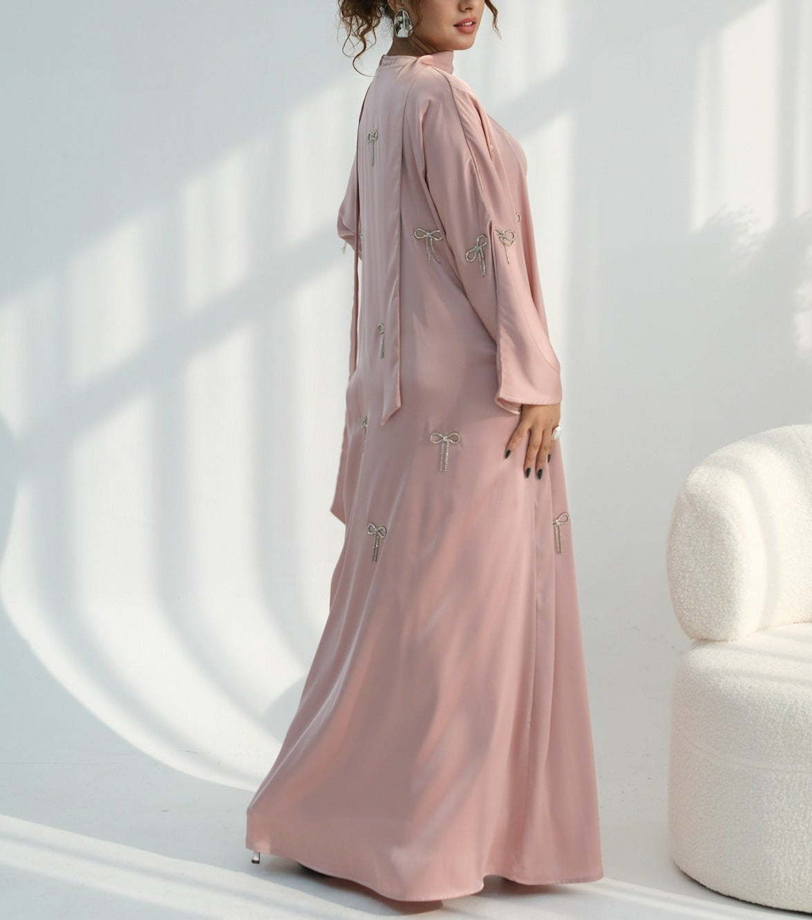 Aimah Crystal Bow Abaya Set