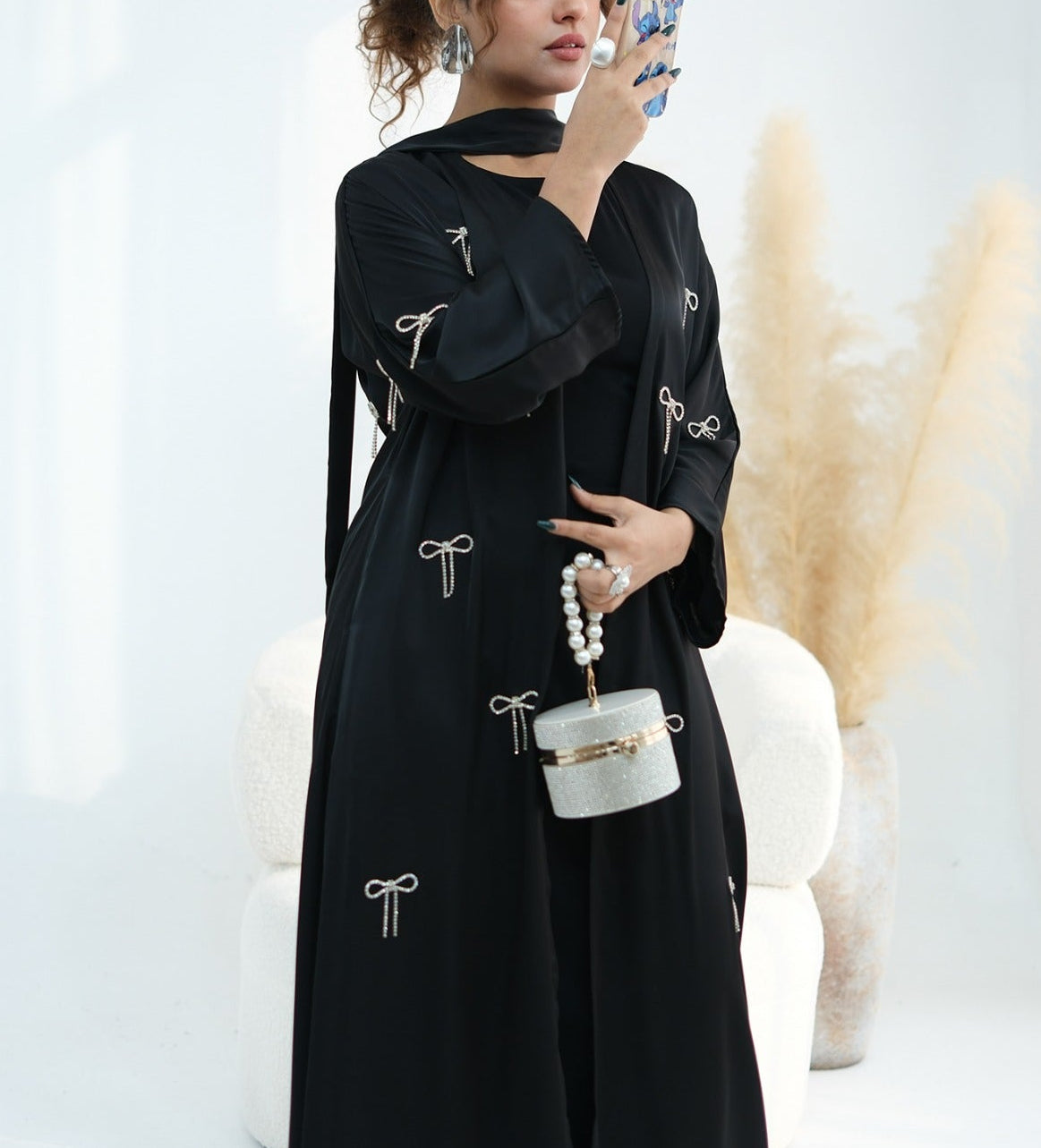 Aimah Crystal Bow Abaya Set
