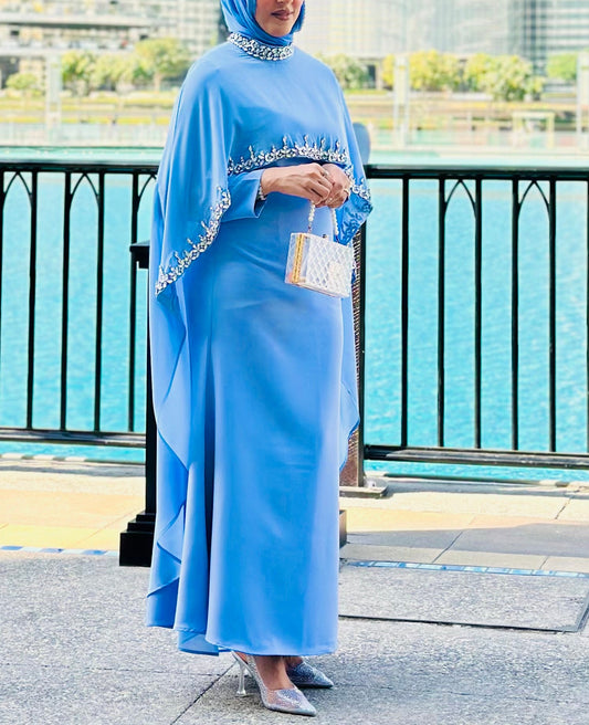 Aya Beaded Cape Dress