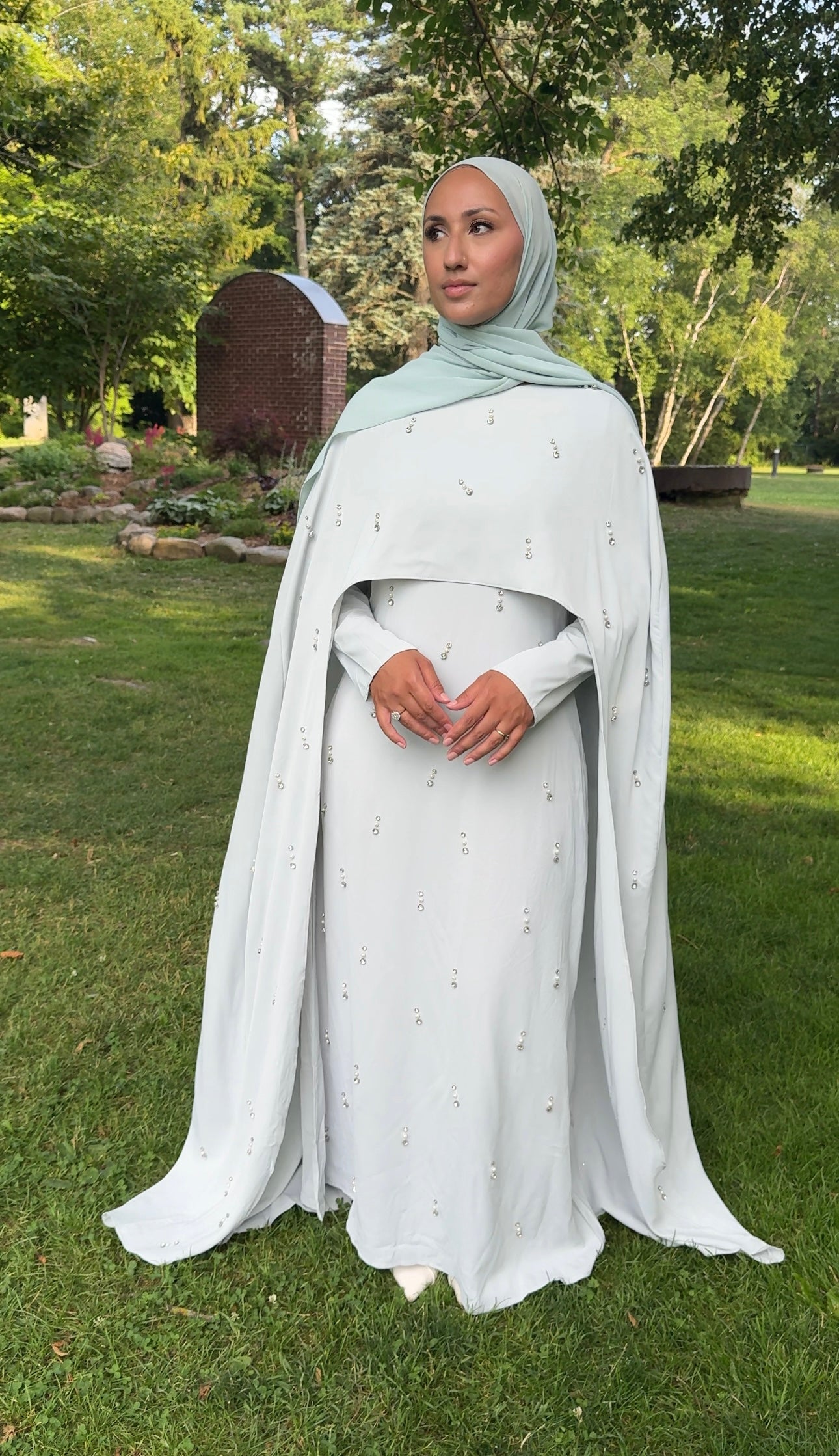 Minhal Beaded Cape Dress