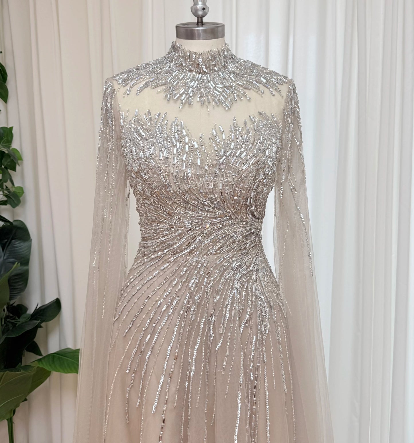 Aliyah Tulle Cape Gown
