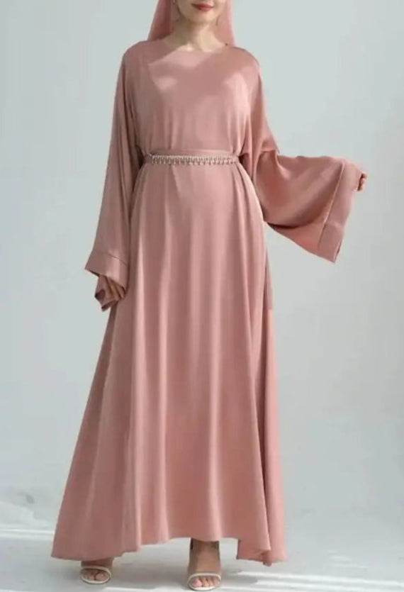 Satin Abaya With Crystal Chain