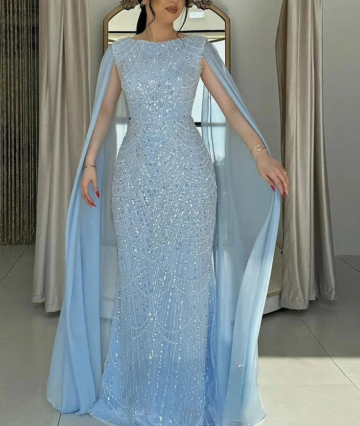 Naema Beaded Cape Dress