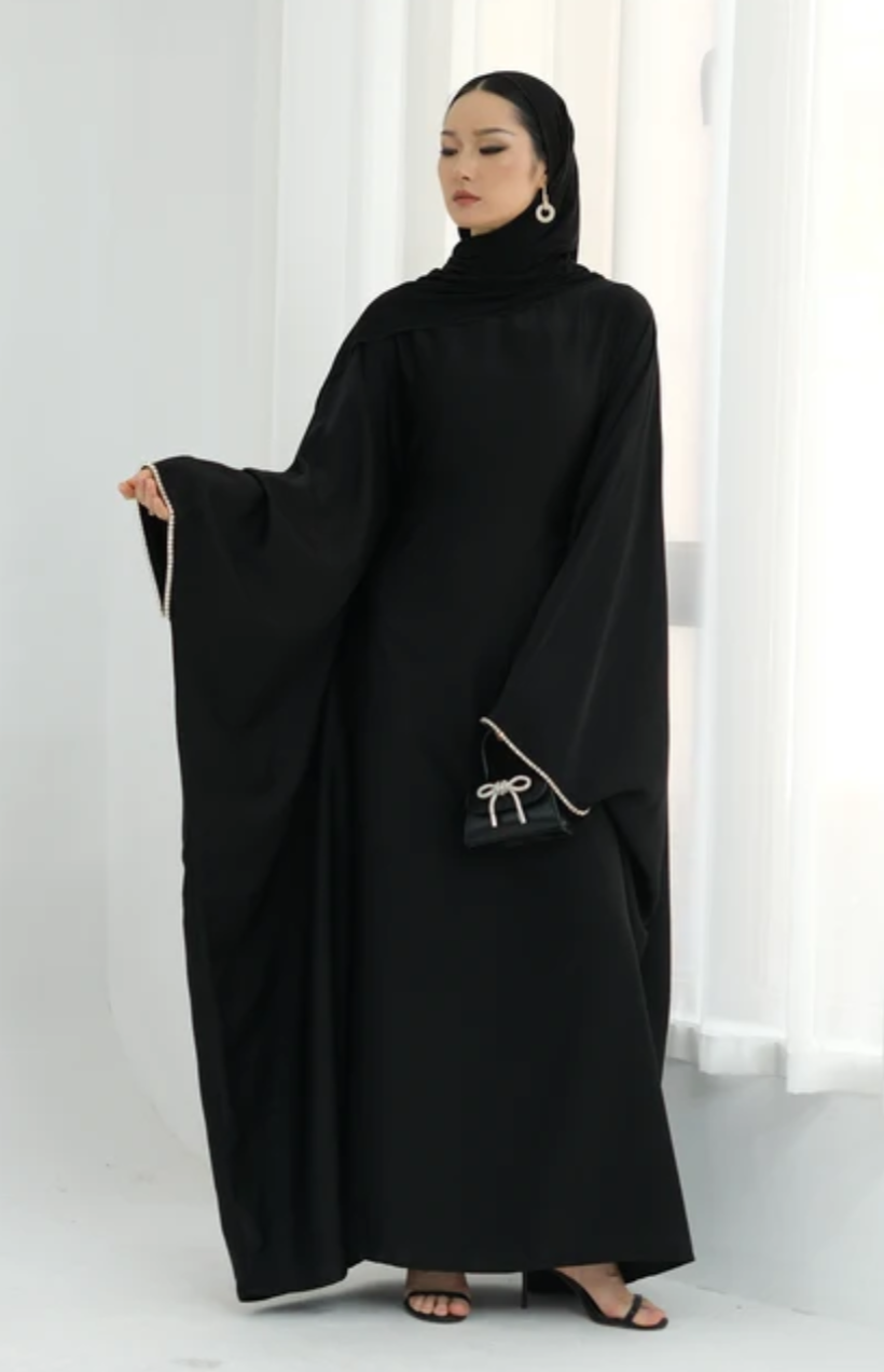 Safira Satin Butterfly Abaya