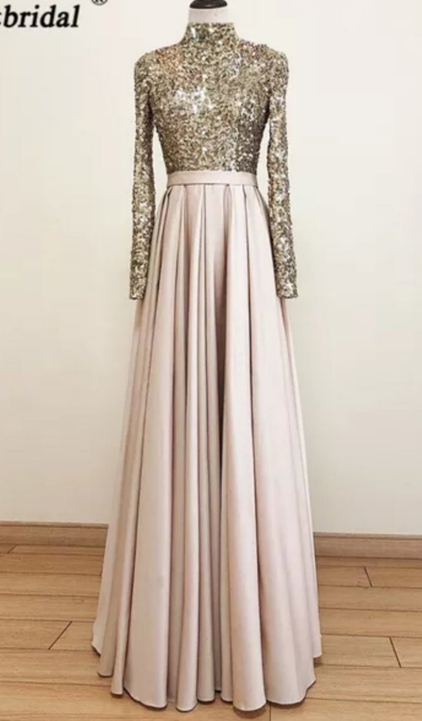 Meera Glitter Gown- Champagne