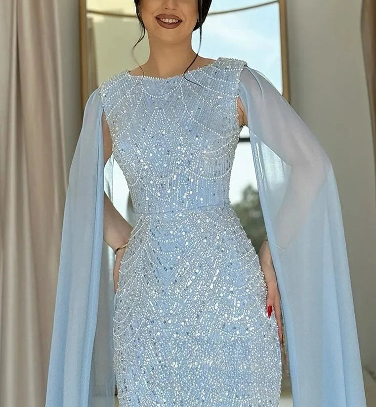 Naema Beaded Cape Dress
