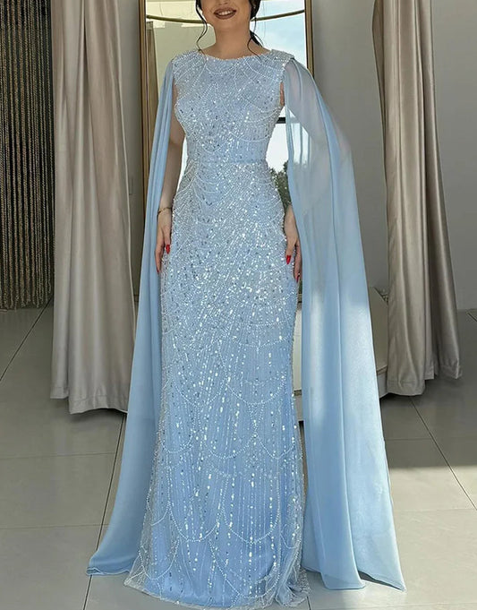 Naema Beaded Cape Dress