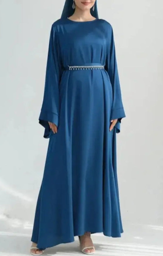 Satin Abaya With Crystal Chain