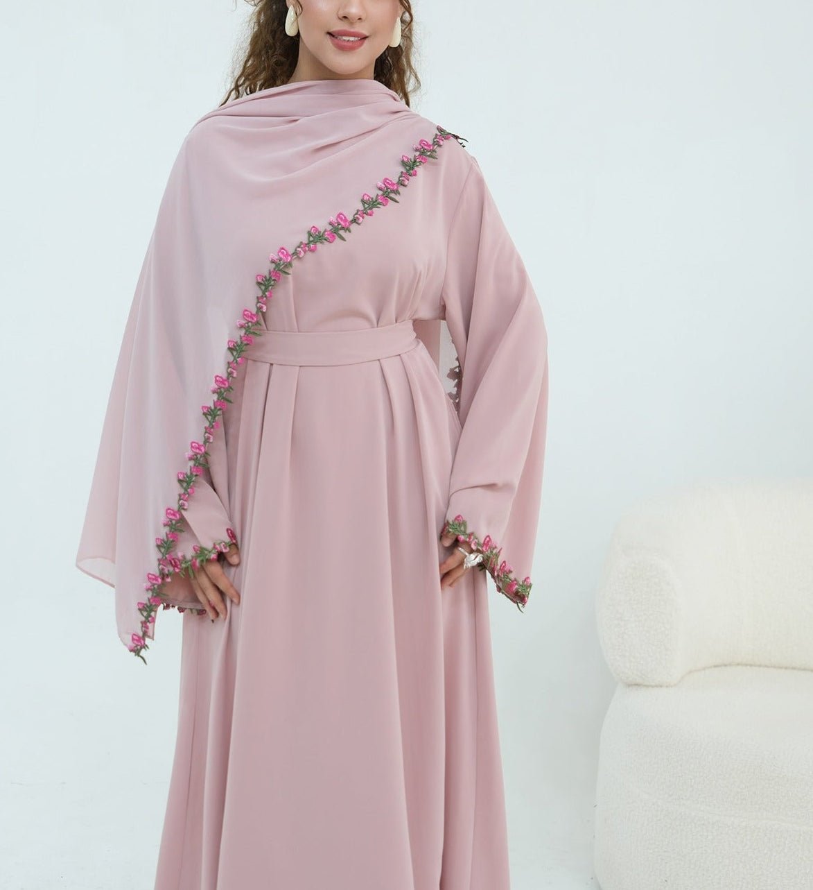 Nazema Floral Lace Abaya & Hijab
