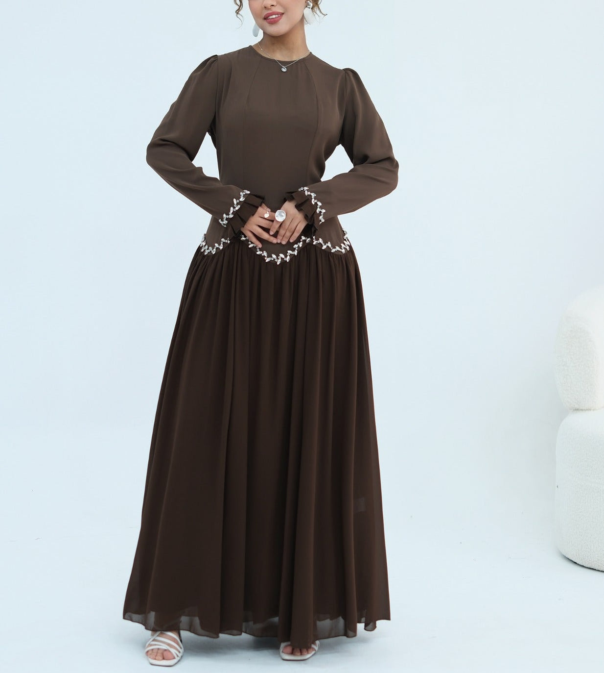 Mahnoor Beaded Chiffon Dress