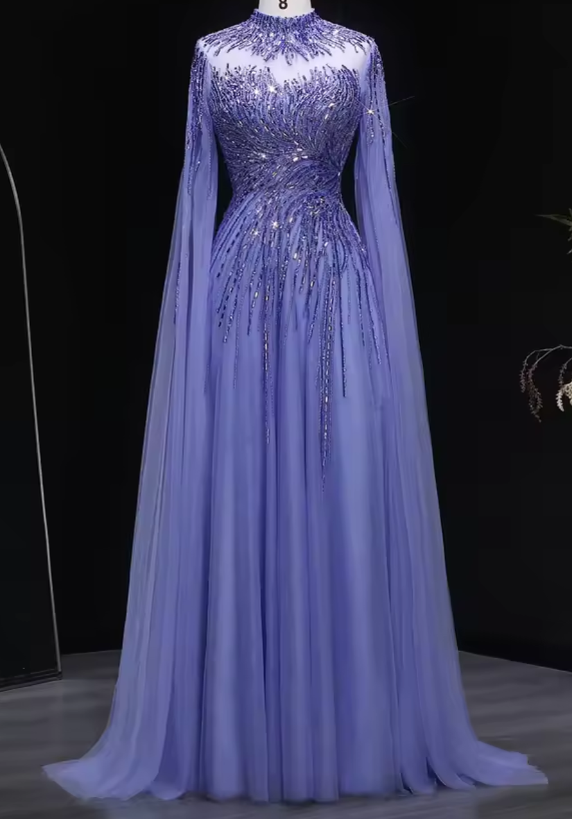 Aliyah Tulle Cape Gown