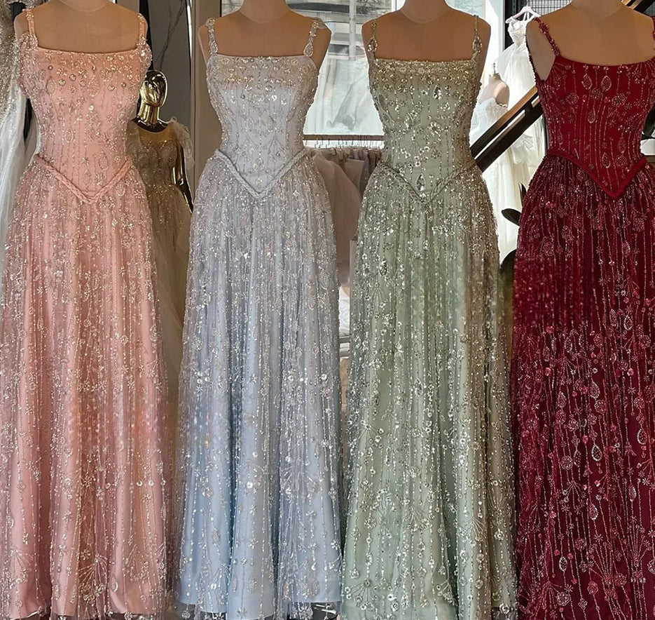 Zariya Pearl Beaded Gown