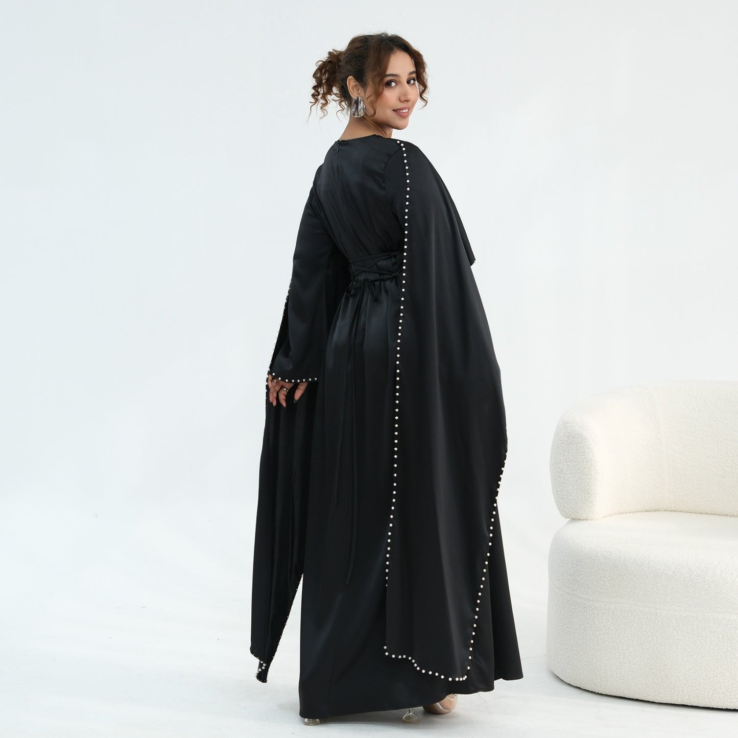 Zamina Pearl Dress- Satin Material