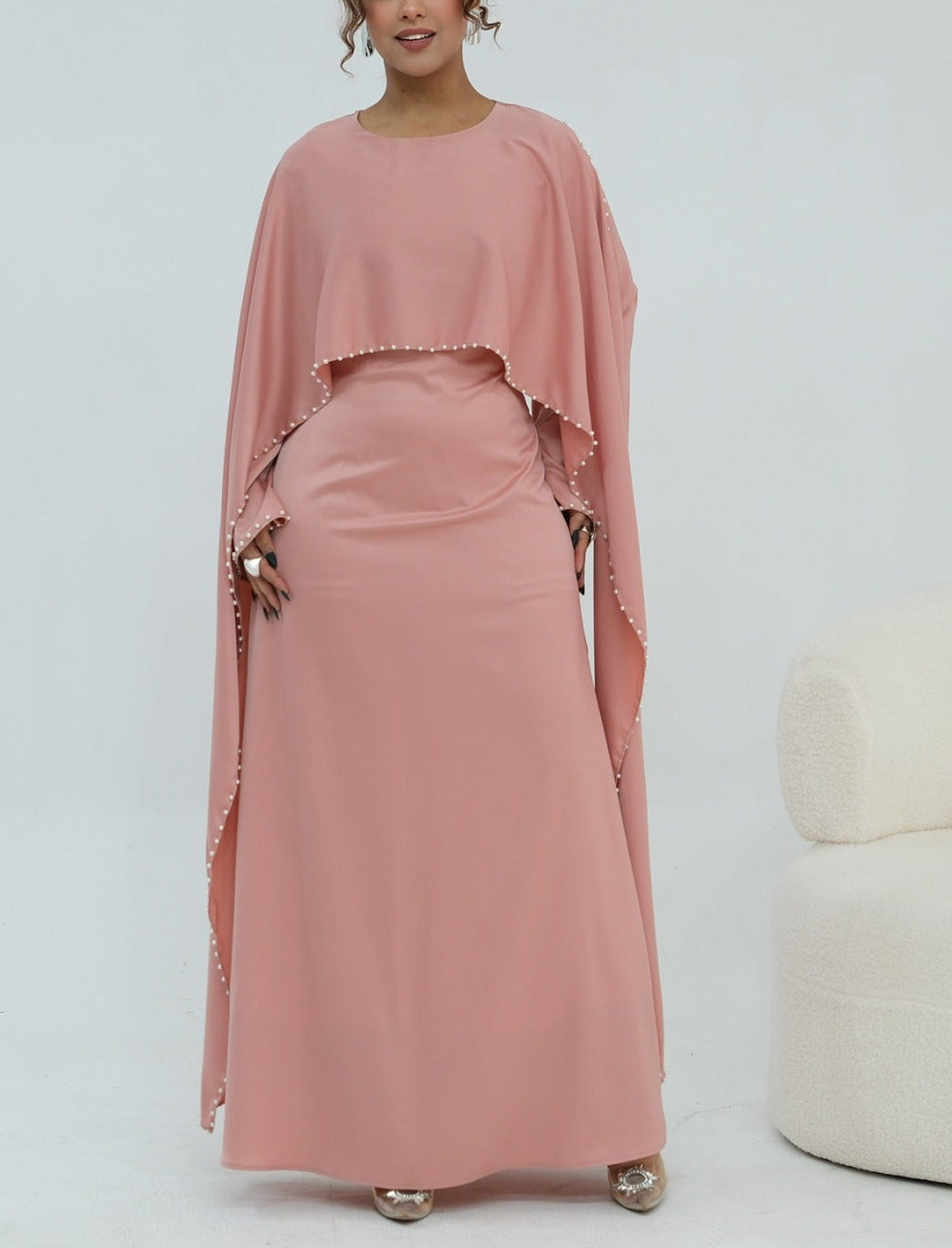 Zamina Pearl Dress- Satin Material