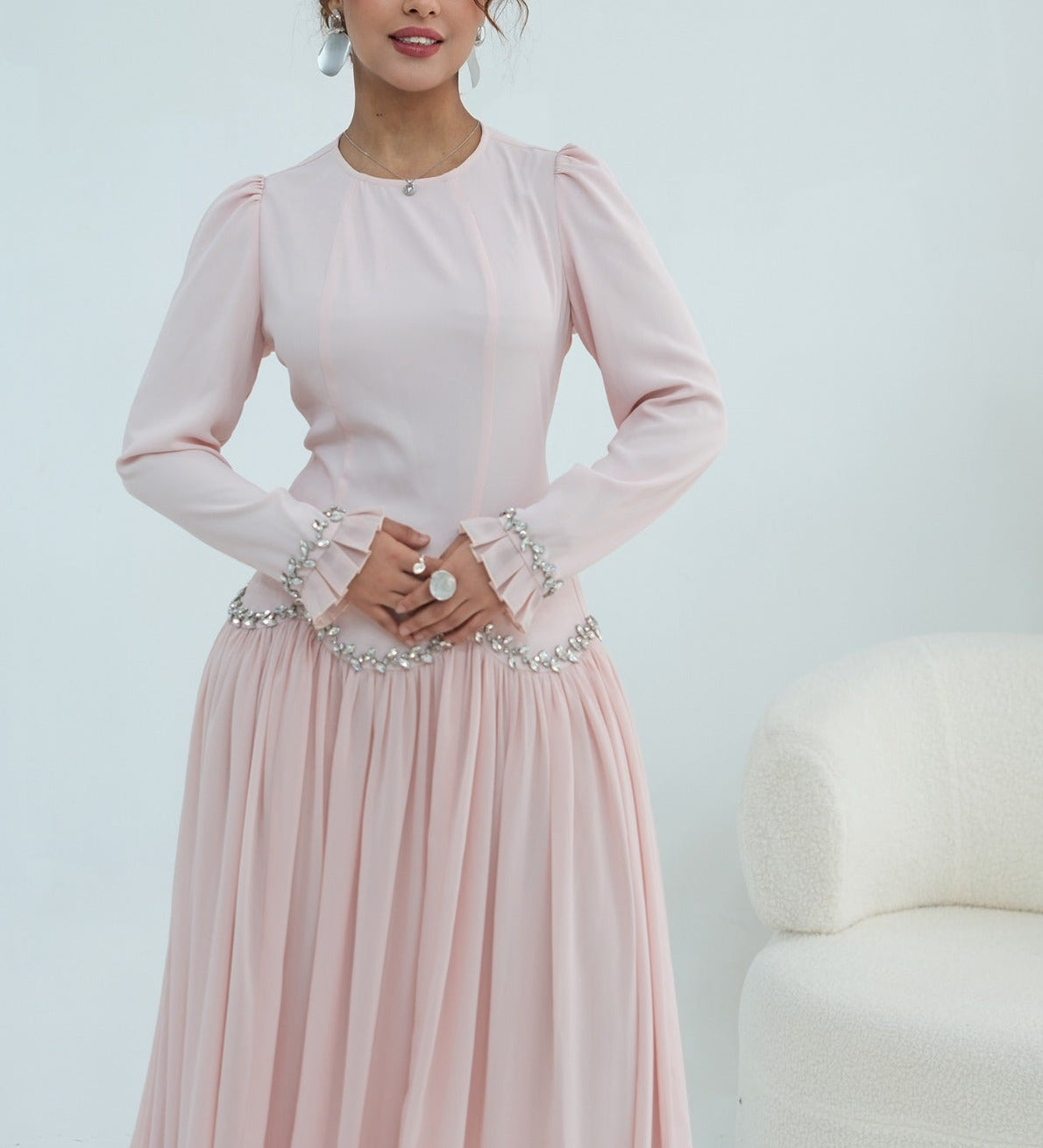 Mahnoor Beaded Chiffon Dress