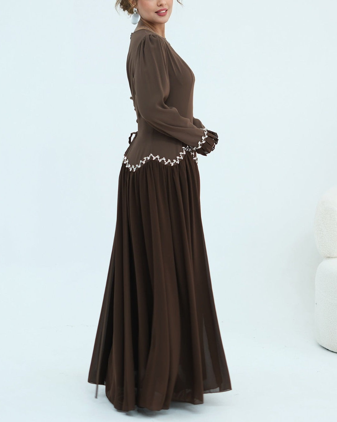 Mahnoor Beaded Chiffon Dress