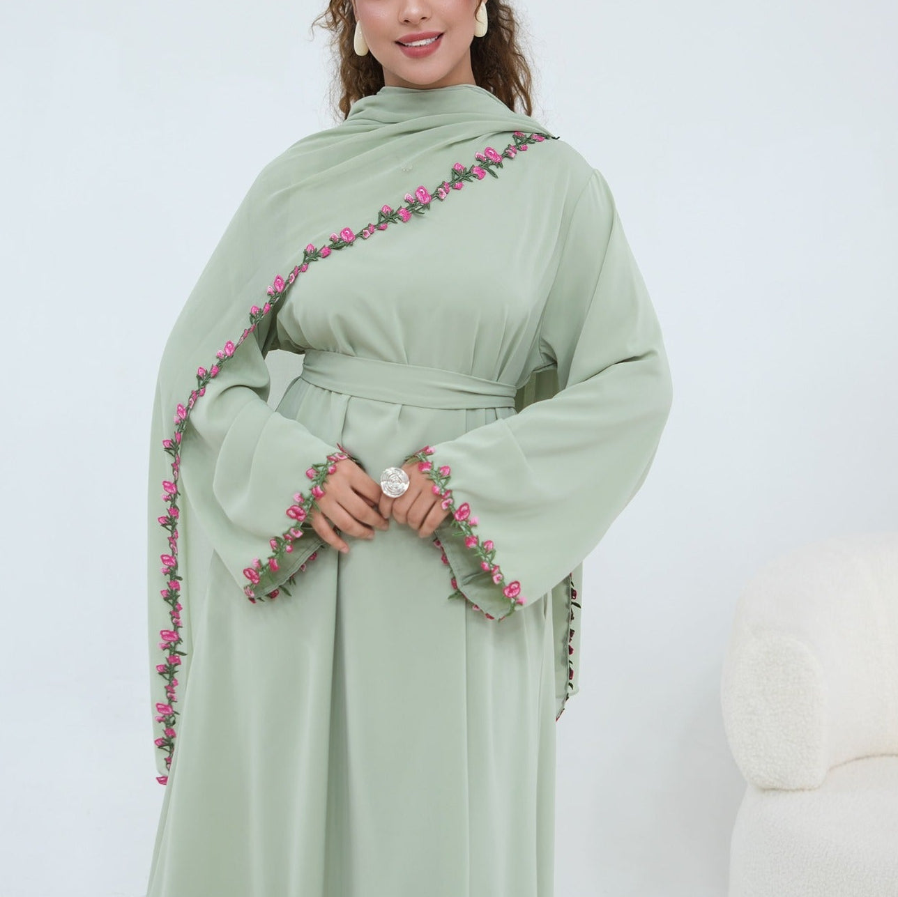 Nazema Floral Lace Abaya & Hijab
