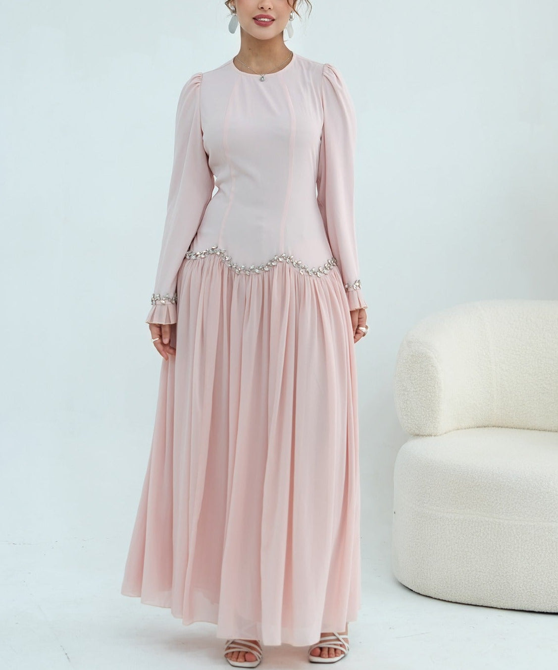 Mahnoor Beaded Chiffon Dress