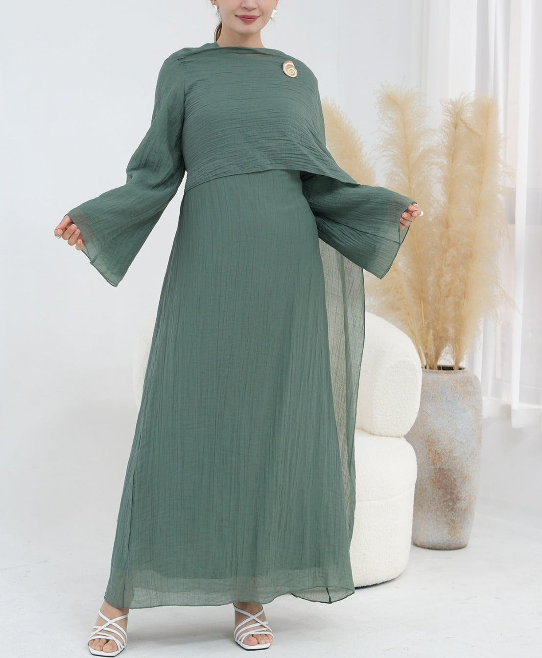 Elara Pleated Maxi Dress