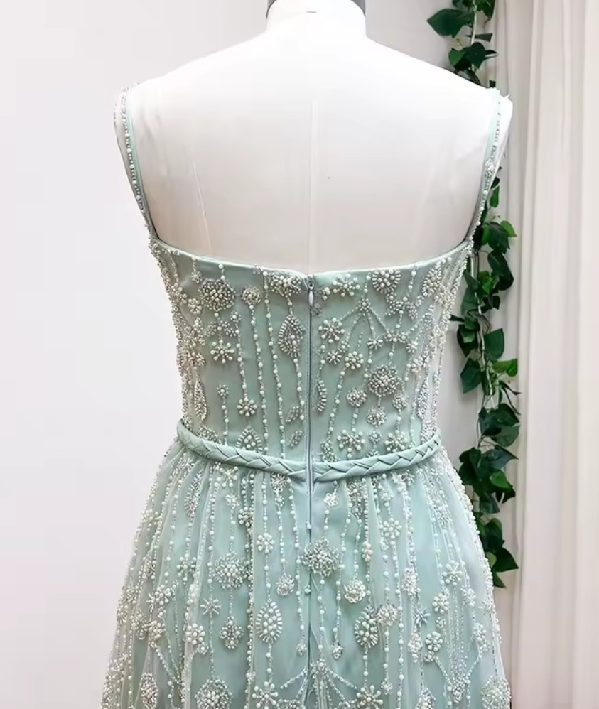 Zariya Pearl Beaded Gown