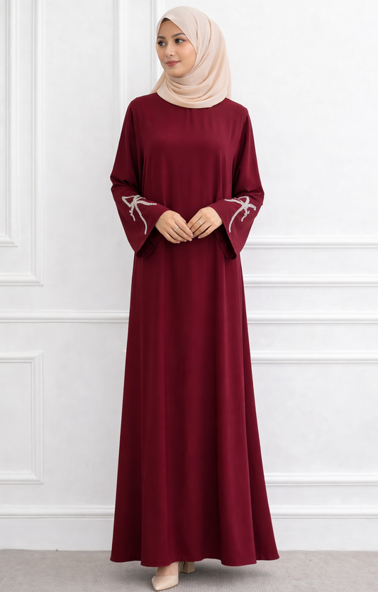 Sumara Bow Embroidery Abaya