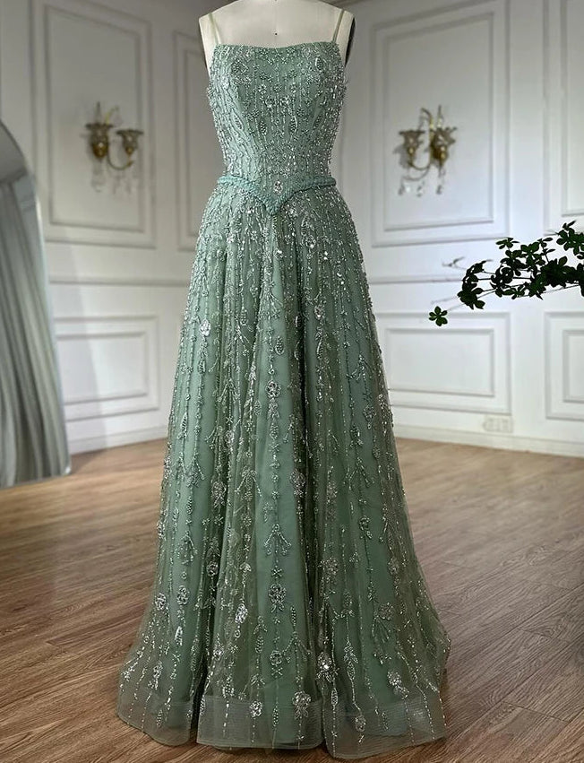 Zariya Pearl Beaded Gown