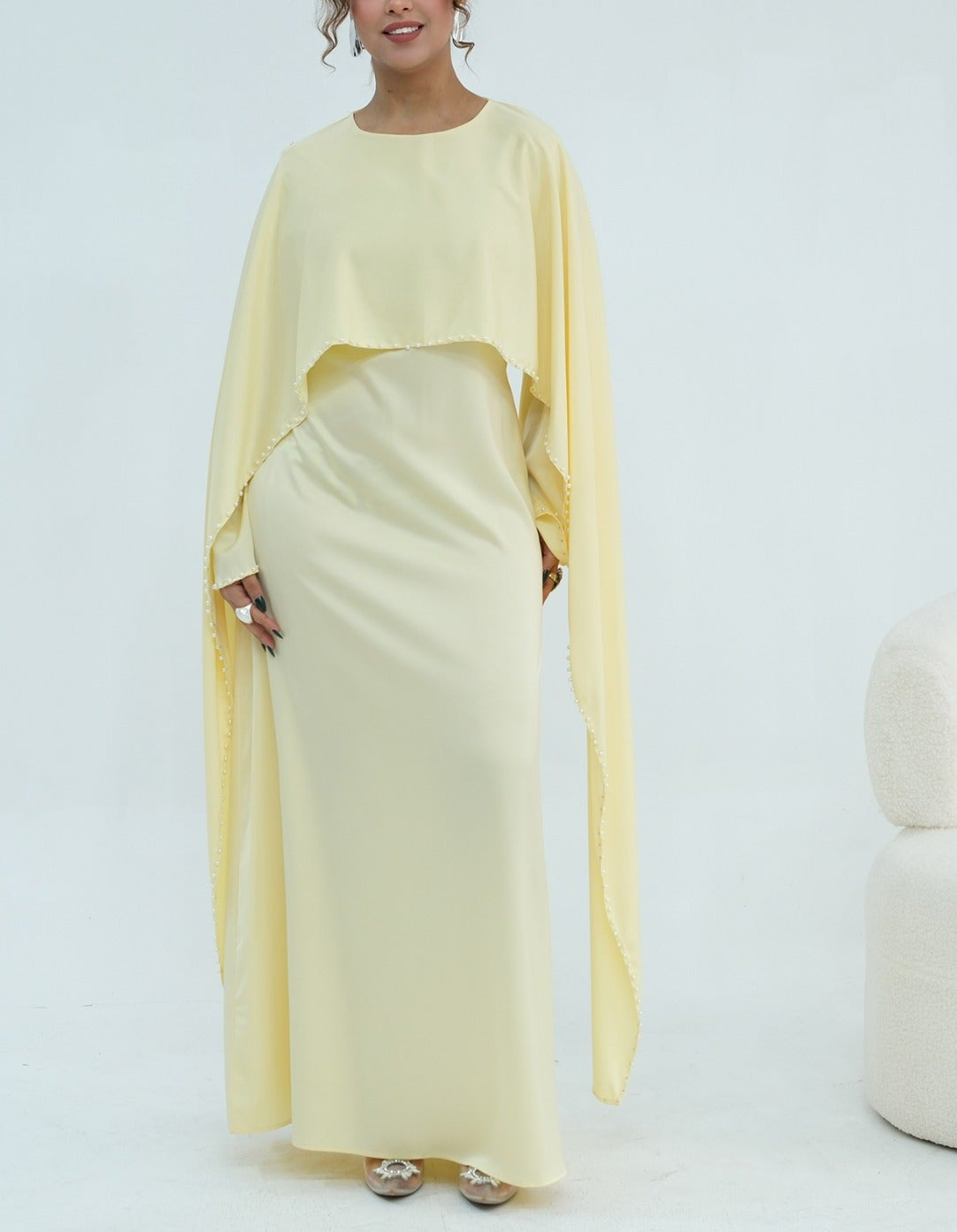Zamina Pearl Dress- Satin Material