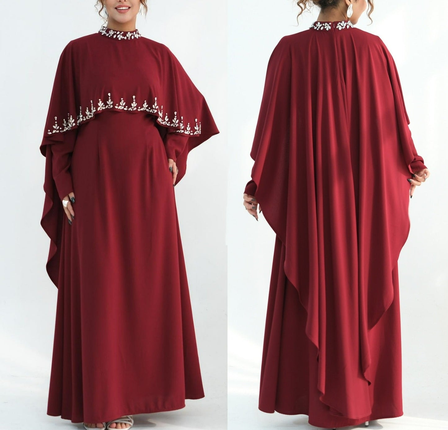 Zaibah Beaded Cape Dress