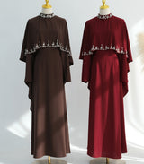 Zaibah Beaded Cape Dress