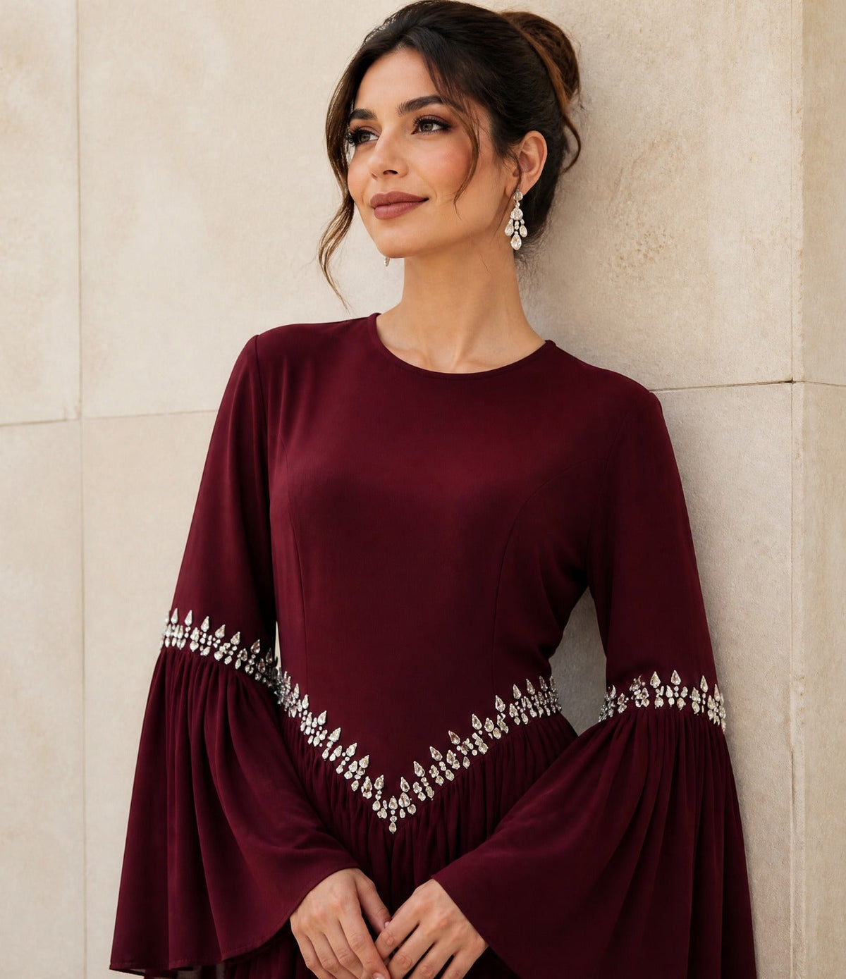 Zarmina Beaded Chiffon Dress