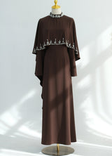 Zaibah Beaded Cape Dress