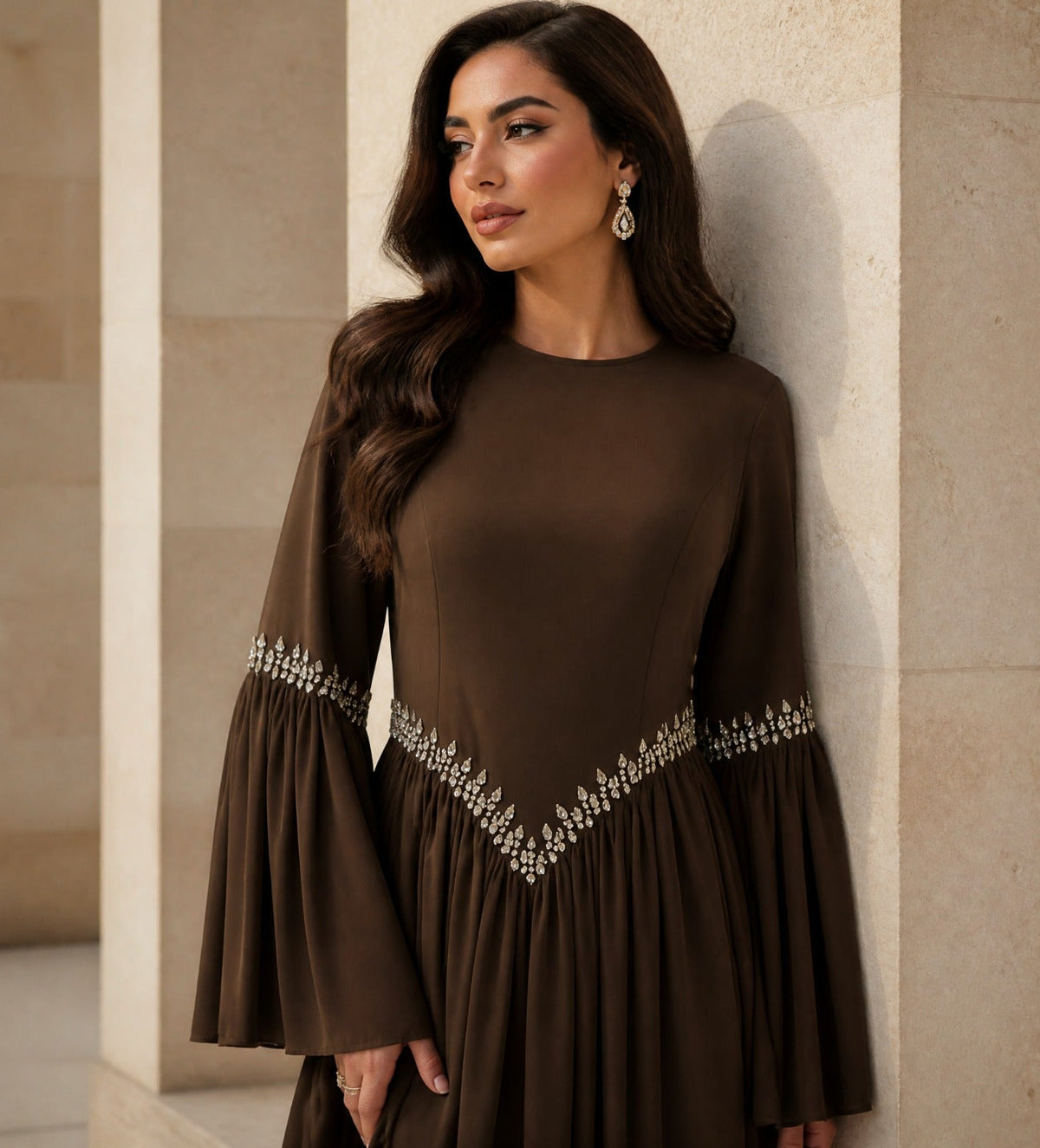 Zarmina Beaded Chiffon Dress
